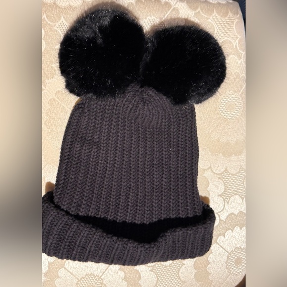 Disney Black Knit Hat with Pom-Poms - Picture 2 of 2